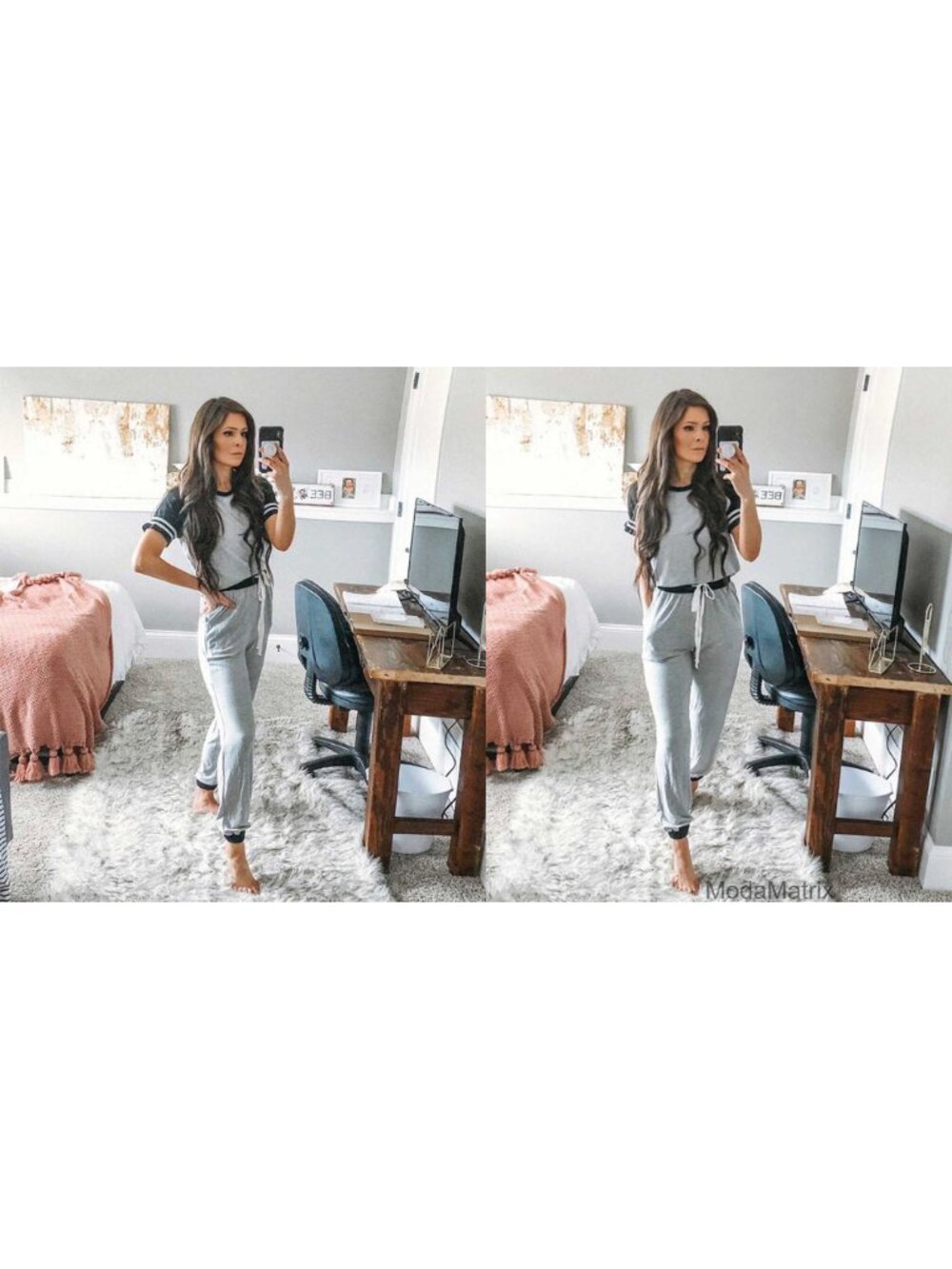 2 Piece Pajama Set with Pockets Short Sleeve Summer Lounge Sleepwear - Picture 5 of 5